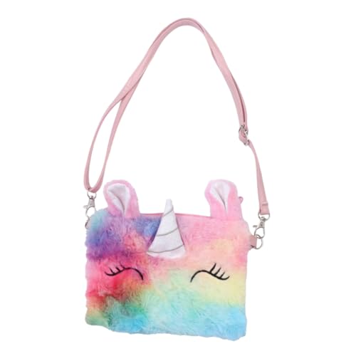 ROMISBABA Einhorn Plüsch Umhängetasche Regenbogenfarben Kuscheltier Crossbody Purse für Mädchen mit Reißverschluss als Geldbörse Spielzeugtasche von ROMISBABA