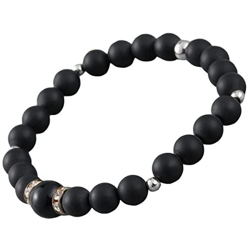 ROMISBABA Elastisches Armband Schwarzen Steinperlen für Männer Stilvolles Handgelenk Verstellbar für Freunde Partner von ROMISBABA