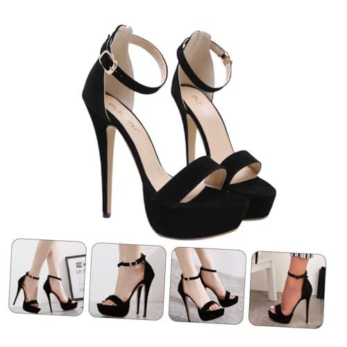 ROMISBABA Elegante Damen Sandalen High Heels Riemchenabsatz Modische Feine Schuhe Schwarz für Party und Alltag von ROMISBABA