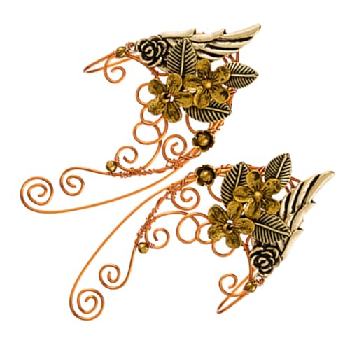 ROMISBABA Elegante Elfen Ohrklammern Damen Ohrschmuck Non Piercing Blumen Design Handgefertigt Einzigartige Ohrmanschetten für Hochzeit Festival Cosplay Weihnachten von ROMISBABA
