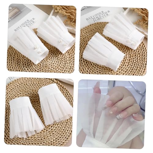 ROMISBABA Elegante Fake Sleeve Manschetten aus Chiffon Fingerlose Damen Handgelenk mit Spitzenverzierung Atmungsaktiv und Komfortabel Dekoration für Hochzeiten Partys Festliche Anlässe und von ROMISBABA