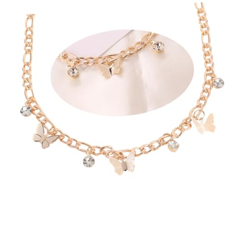 ROMISBABA Elegante Goldene Halskette mit Funkelndem Strass Anhänger Kreative Vergoldete Collierkette für Damen Modische Schlüsselbein Kette als für Freundinnen und Familie von ROMISBABA