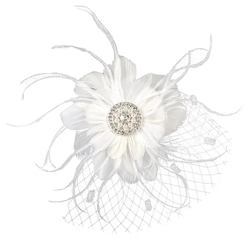 ROMISBABA Eleganter Damen Fascinator Hut mit Federschleier Klassisches Jahre Bankett Haarschmuck für Tea Party Tanzball und Festliche Anlässe Stilvolles Accessoire für Besondere Events von ROMISBABA