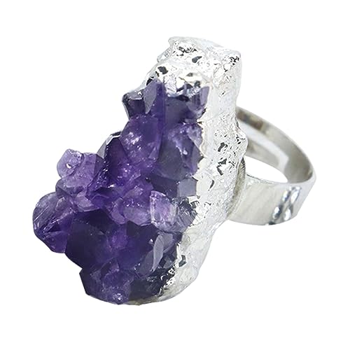 ROMISBABA Eleganter Damenschmuck Ring mit Natürlichem Amethyst Verarbeitung Modisches Design Auffälliges Accessoire für Party Geburtstag und Alltag Zierlicher Finger Schmuck von ROMISBABA