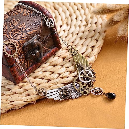 ROMISBABA Eleganter Steampunk Flügel Anhänger Halskette Damen Modeschmuck Vintage Punk für Besondere Anlässe Wie Partys und Dinner Kreatives Accessoire für Damenbekleidung von ROMISBABA