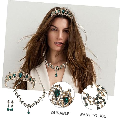 ROMISBABA Elegantes Brautschmuck Set Damen Grün Hochwertiges Diadem Halskette und Ohrringe Stilvolle Hochzeit Accessoires für Braut Party und Kostüm für Festliche Anlässe von ROMISBABA