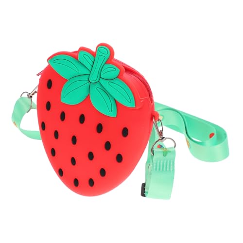 ROMISBABA Erdbeer Silikon Münzbörse mit Reißverschluss Kleine Umhängetasche für Outdoor Shopping Robuste Mini Crossbody Tasche für Mädchen Stylisch und Praktisch von ROMISBABA