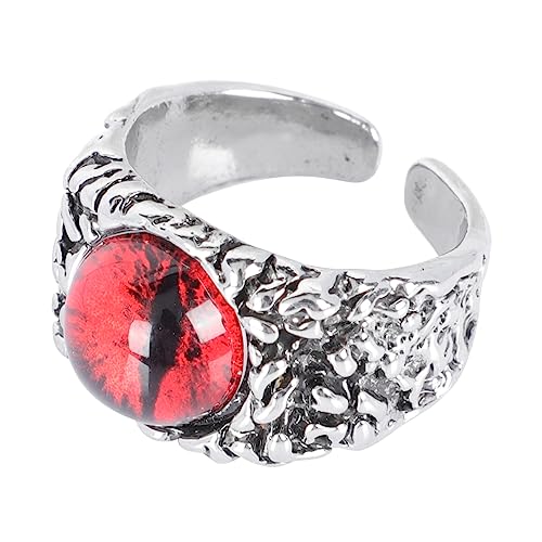ROMISBABA Evil Offener Ring für Herren Einstellbarer Ring Qualitätsmaterial für Verschiedene Anlässe Vintage Mode Kostüm Zubehör Tiefrot von ROMISBABA