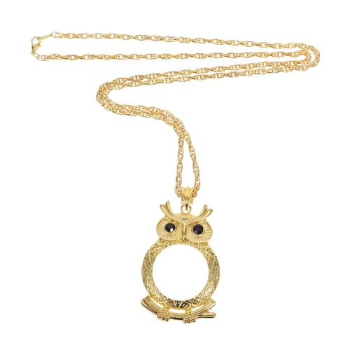 ROMISBABA Fache Leselupe Halskette Damen Metall Anhänger Katzenkopf Figurine Charm Schmuck Vergrößernde Lesebrille Vielseitig für Reparatur Handarbeit von ROMISBABA