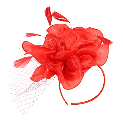 ROMISBABA Fascinator-hut Mit Abnehmbaren Haarschmuck Und Federblume Headpiece Für Tea Parties Hochzeiten Bälle Und Besondere Anlässe Rot ROMISBABA Fascinator-hut Mit Abnehmbaren Haarschmuck Und Federblume Headpiece Für Tea Parties Hochzeiten Bälle Und Besondere Anlässe Rot von ROMISBABA