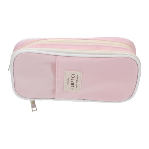 ROMISBABA Federmäppchen Großer Kapazität mit Reißverschluss Langlebiges Canvas Mäppchen mit Fächern Tragbarer Stiftehalter für Jungen Mädchen Teens Rosa Vielseitiger Stifteorganizer von ROMISBABA