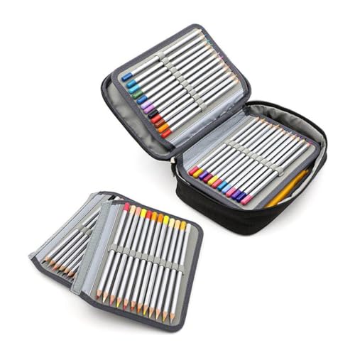 ROMISBABA Federmäppchen mit Reißverschluss Fächer Große Kapazität Stifttasche für Buntstifte Marker Pinsel Organizer Leichte Tragbare Federtasche für Schule Büro Kunstbedarf Schwarz von ROMISBABA