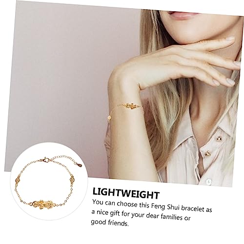 ROMISBABA Feng Shui Reichtumsarmband Goldfarbenes Pi Yao Armband für Damen Herren Kette Glücksbringer Schmuck von ROMISBABA