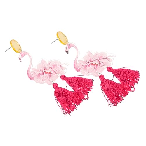 ROMISBABA Flamingo Ohrringe Damen Hängend mit Quaste Leicht und Modisch Süße Ohrhänger für Frauen und Mädchen Trendiger Schmuck für Alltag und Party von ROMISBABA