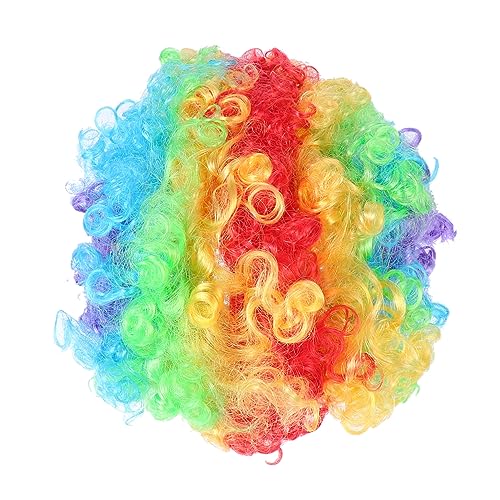 ROMISBABA Flauschige Clown Perücke für Cosplay Karnevalsperücke für Partys Halloween Maskeraden Shows Attraktives Farbdesign Schont Echte Haar Unisex Zubehör von ROMISBABA