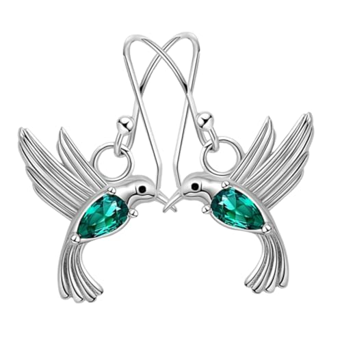 ROMISBABA Fliegende Ohrringe Damen Ohrhänger mit Grünem Zirkonia Schlichte Baumelnde Schmuckstücke Geschenkidee für Mutter und Tochter Leichter Modeschmuck für Party und Alltag von ROMISBABA