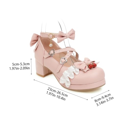 ROMISBABA Frauen -Single -Schuhe Abendschuhe für Damen Knöchel Schuhe für Frau Frauen Fallen Schleifen verzierte modische mit Absatz Rosa von ROMISBABA