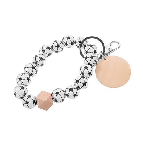 ROMISBABA Beaded Schlüsselanhänger Aus Holz Für Fußballfans Sportliches Armband Mit Holz-Tag Charm Für Leidenschaftliche Sportbegeisterte Durchdachtes Geeignet von ROMISBABA