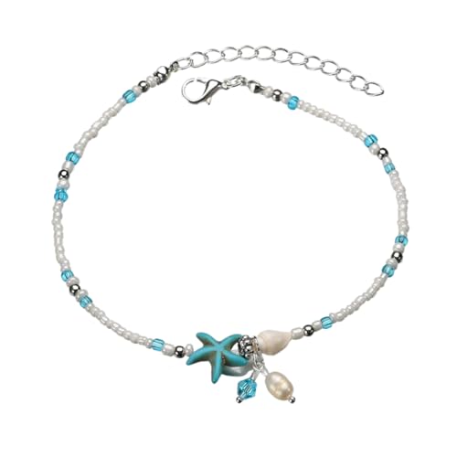 ROMISBABA Fußkettchen Damen Strand Schmuck Muschel Perlen Fußkette Verstellbar Sommer Beach Anklet Meerjungfrau Fußkettchen Charm Schmuck für Frauen und Mädchen von ROMISBABA