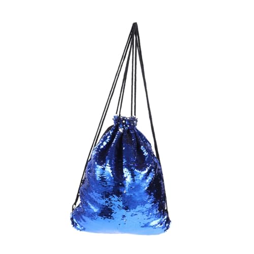 ROMISBABA Glitzernde Meerjungfrau Paillettendrawstring Schultertasche Rucksack Royalblau Kratzfestes Material Leicht Modisch für Partys Geburtstage und Alltag Geräumig für Handy und Snacks von ROMISBABA