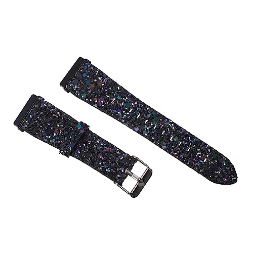 ROMISBABA Glitzerndes PU Leder Armband Kompatibel mit Fitbit Se Robustes Ersatzarmband Verstellbares Uhrenarmband für Damen und Herren Schwarz von ROMISBABA