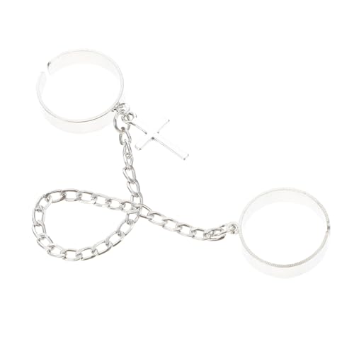 ROMISBABA Gothic Link Chain Ring Set Vintage Offene Eisernen Fingerringe Unisex Festival Schmuck Zubehör von ROMISBABA