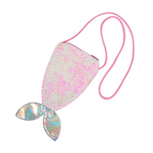 ROMISBABA Große Meerjungfrau Pailletten Schultertasche für Mädchen Kreative Tragbare Handytasche mit Flossendesign Bunte Rosa weiße Umhängetasche für Alltag und Shopping von ROMISBABA