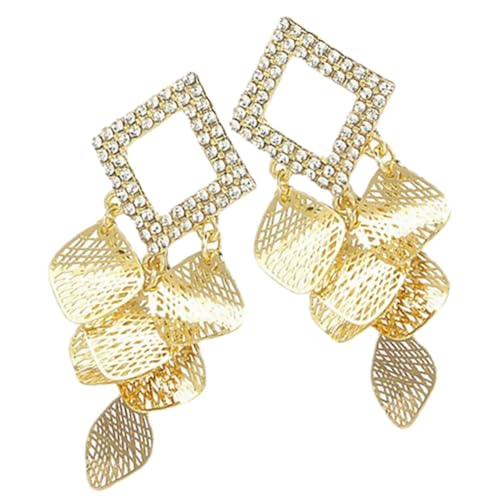 ROMISBABA Große Ohrhänger Damen Ohrringe Mehrlagige Blattanhänger mit Strass Schmuck für Party Alltag Eleganter Damenschmuck von ROMISBABA