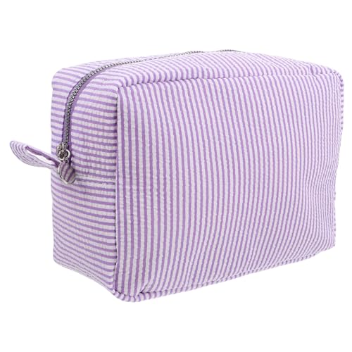 ROMISBABA Große Streifen Kosmetiktasche Damen Tragbare Kulturtasche Aus Baumwoll leinen Robust Leicht Zu Reinigen Viel Stauraum Für Reise Und Alltag von ROMISBABA