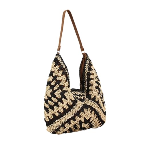 ROMISBABA Große Woven Tote Bag mit Papierseil Modische Hobo Schultertasche für Damen und Mädchen Leichter Langlebiger Gewebter Beutel mit Großer Kapazität für Urlaub Arbeit und Alltag von ROMISBABA
