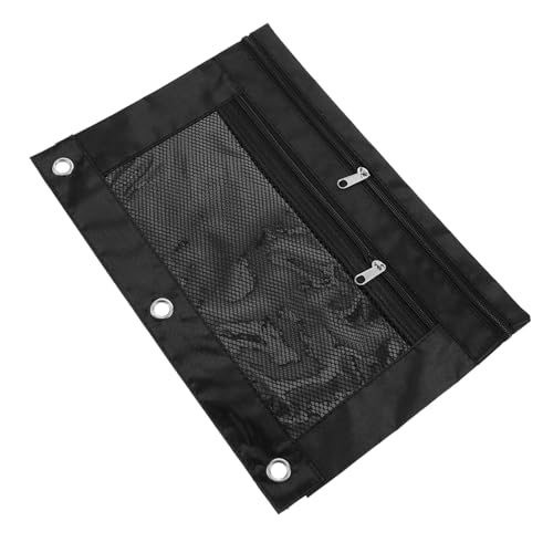 ROMISBABA Großes Mäppchen mit Reißverschluss Ring Ordner Doppelte Fächer mit Transparentem Sichtfenster Leichter Langlebiger Stiftebeutel für Schule Büro und Unterwegs von ROMISBABA