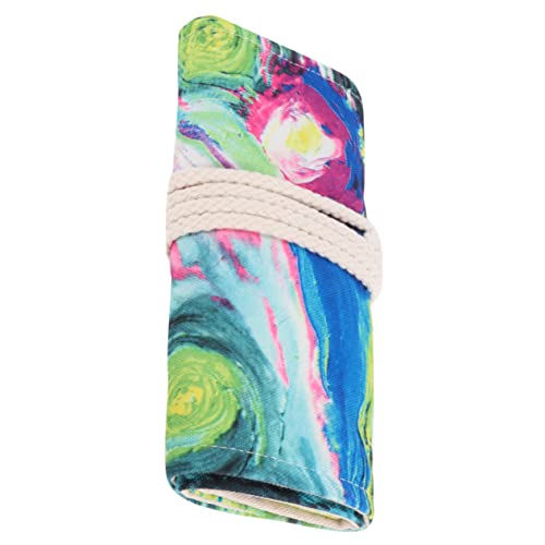 ROMISBABA Großes Slot Canvas Federmäppchen Handgemachte Rolltasche für Bleistifte Wasserfarben Stifte und Marker Praktischer Organizer für Künstler und Schüler von ROMISBABA