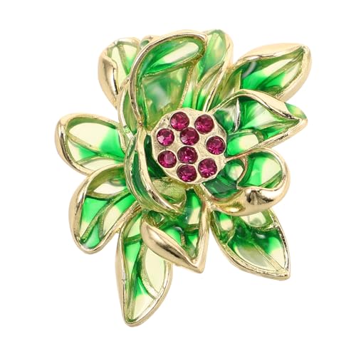 ROMISBABA Grüne Lotusblume Brosche Damen Stilvolle Anstecknadel Filigranes Design Einzigartige Schmuckbrosche für Kleider Cardigans und Mäntel Modisches Accessoire von ROMISBABA