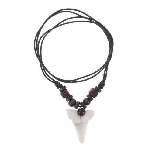 ROMISBABA Vintage Bohemian Necklace für Männer und Frauen Einstellbare Surferkette mit Holzperlen und Haifischzahn-anhänger Perfektes Strand-accessoire für Abenteuerlustige von ROMISBABA