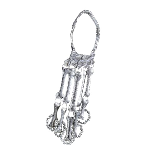 ROMISBABA Halloween Armband Skull Skeleton Hand mit Ringen Punk Armkette Accessoire für Damen und Herren Stylisches Party Schmuckstück im Retro Design Verstellbar und Komfortabel von ROMISBABA