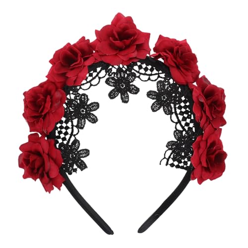 ROMISBABA Halloween Haarschmuck Schwarzer Spitzen Haarreif mit Dunkler Roter Rosenblume Cosplay Stirnband für Kostümparty Foto Requisite Festlicher Damen Haarschmuck ROMISBABA Halloween Haarschmuck Schwarzer Spitzen Haarreif mit Dunkler Roter Rosenblume Cosplay Stirnband für Kostümparty Foto Requisite Festlicher Damen Haarschmuck von ROMISBABA