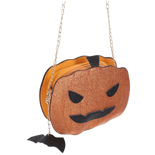 ROMISBABA Halloween Kürbis Schultertasche Damen PU Clutch mit Bat Anhänger Praktische Kleine Umhängetasche für Alltag Party und Cosplay Hochwertiges Langlebiges Material Sicherer von ROMISBABA