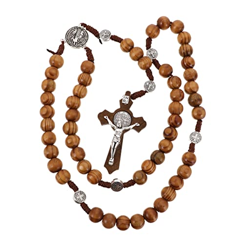 ROMISBABA Kreuz Halskette Aus Holz Mit Handgeknüpften Perlen Eleganter Holzkreuz-anhänger Für Besondere Anlässe von ROMISBABA
