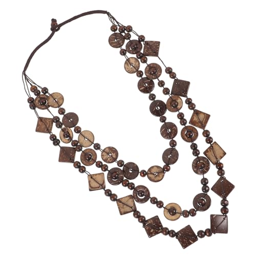 ROMISBABA Halskette für Damen im Retro Böhmen Handgefertigte Holzperlenkette Kokosnuss mit Anhänger für Strandmode Lässige Outfits von ROMISBABA
