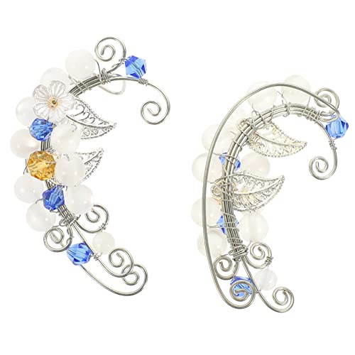 ROMISBABA Handgefertigte Fantasy Ohrclips Ohrhänger für Damen Farbige Elfenohr Manschetten Ohrloch Halloween Kostüm Schmuck Rot Töne Vielseitig für Party und Festlichkeiten von ROMISBABA