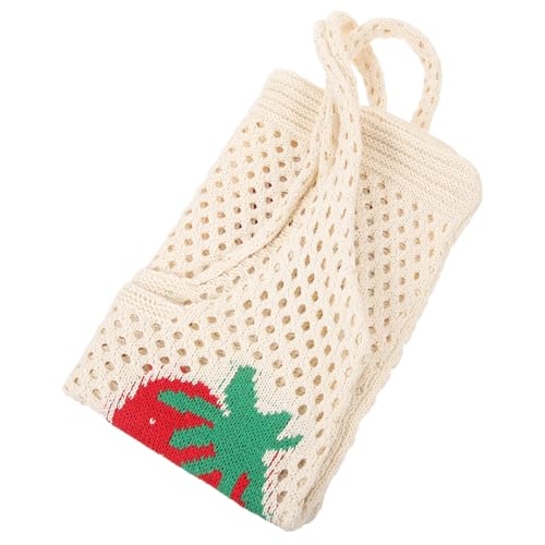 ROMISBABA Handgefertigte Gehäkelte Erdbeer Umhängetasche Damen Schultertasche Leichte Langlebige Tragetasche für Sommer Strand und Alltag Praktische Geräumige Handtasche aus Robustem von ROMISBABA