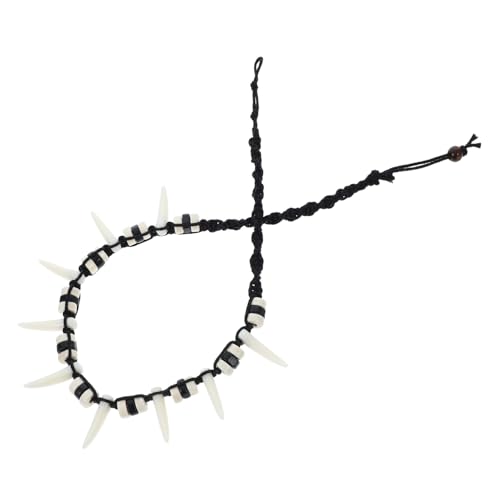 ROMISBABA Handgefertigte Herren Halskette mit Künstlichem Wolfzahn Anhänger Bohemian Stil Robustes Handgewebtes Design Stilvolles Männer Schmuckstück Symbolisiert Stärke und Abenteuerlust von ROMISBABA