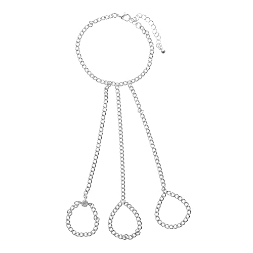 ROMISBABA Handkette Fingerring Schmuck für Frauen Verstellbare Fingerkette Elegantes Armreif Design für Besondere Anlässe Stilvolle Handverzierung für Partys von ROMISBABA