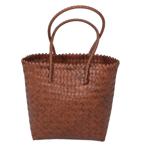 ROMISBABA Handwoven Imitation Rattan Shoulder Straw Bag Damen Boho Tote Für Strand Einkauf Reise Casual Outfits von ROMISBABA