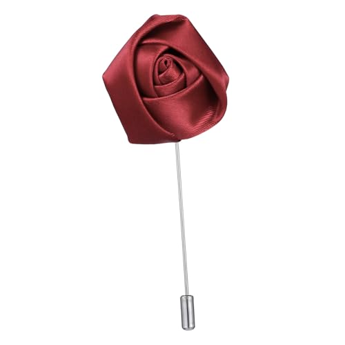 ROMISBABA Herren Ansteckblume Weinrot Handgefertigte Rosen Boutonniere Für Anzüge Hochzeiten Und Formelle Anlässe Elegante Anstecknadel Für änner Blumen Anstecker Für Bräutigame Und von ROMISBABA
