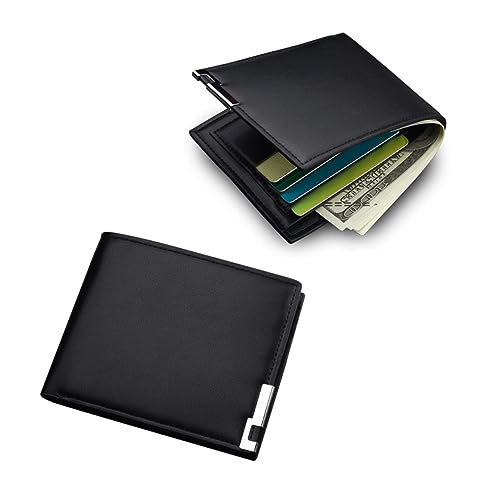 ROMISBABA Herren Geldbörse Aus Pu Material Modisches Portemonnaie Mit Klammer Kurzer Geldbeutel in Schwarz Mit RFID-Schutz Für Karten Und Bargeld von ROMISBABA
