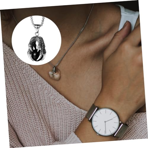 ROMISBABA Herren Halskette mit Dragon Claw Anhänger Schwarzer Perlenhalsreif Stilvoller Männlicher Choker Modisches Schmuckstück für Geburtstag und Musikfest von ROMISBABA