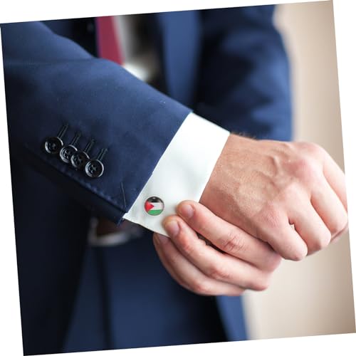 ROMISBABA Herren Manschettenknöpfe mit Palästina Flagge Hemdknöpfe Langlebige Anzug Zubehör für Business und Hochzeit Ärmelverzierung von ROMISBABA