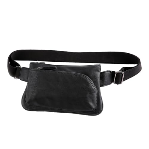 ROMISBABA Herren PU Bauchtasche Leicht Große Kapazität Sport Gürteltasche Für Reisen Wandern Klettern Camping Schwarz von ROMISBABA