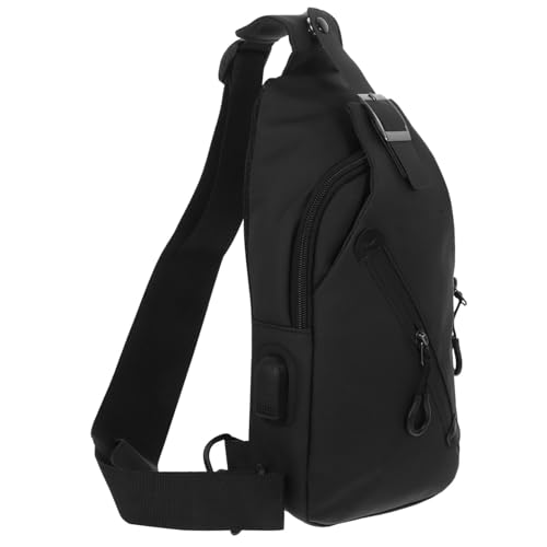 ROMISBABA Herren USB Crossbody Brusttasche Leichtgewichtige Schultertasche mit Reißverschluss Multifunktional für Outdoor Sport Alltag Schwarz von ROMISBABA